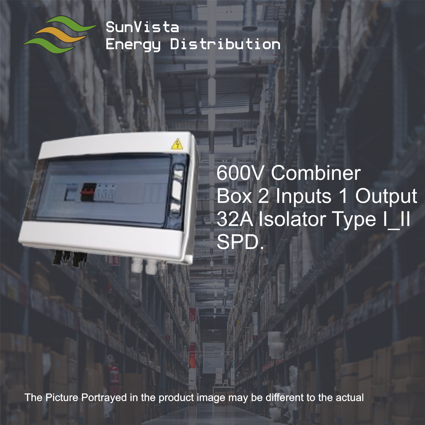 600V Combiner Box 2 Inputs 1 Output 32A Isolator Type I_II SPD