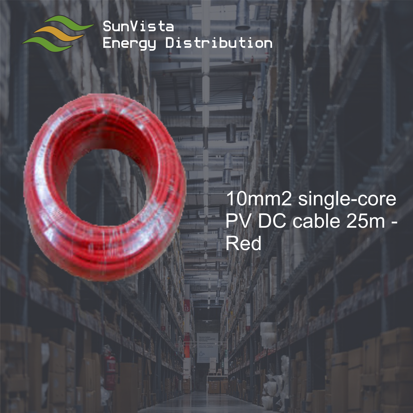 10mm2 single-core PV DC cable 25m - Red