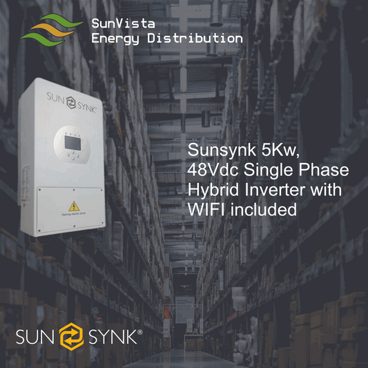 Sunsynk 5kW, 48Vdc Single Phase Hybrid Inverter with WIFI included