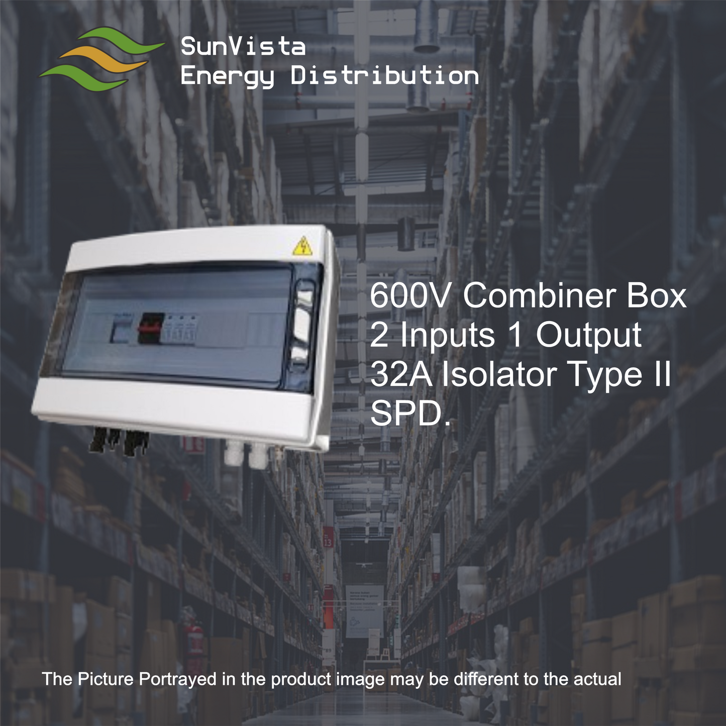 600V Combiner Box 2 Inputs 1 Output 32A Isolator Type II SPD