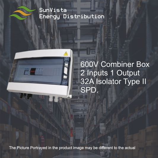 600V Combiner Box 2 Inputs 1 Output 32A Isolator Type II SPD