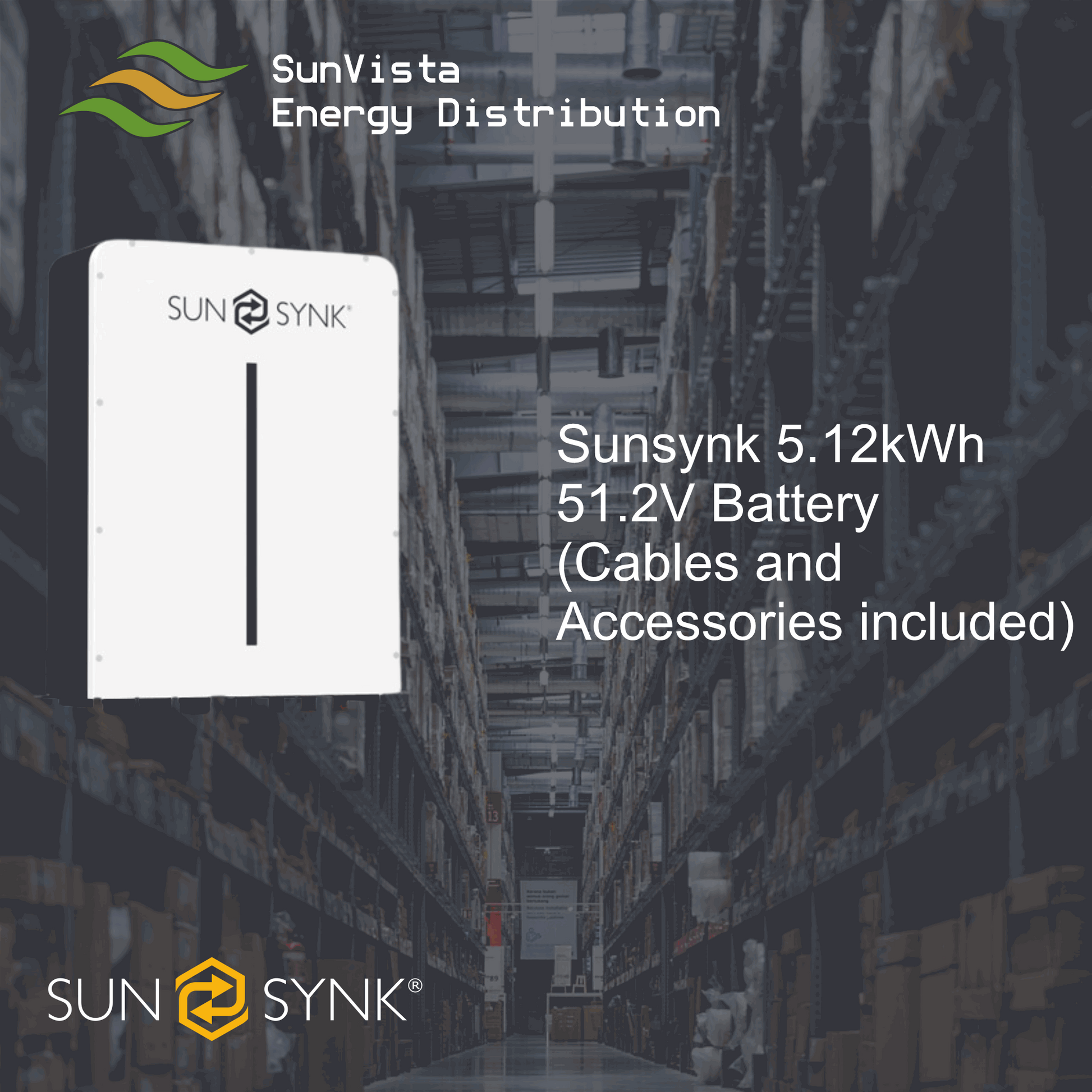 Sunsynk 5.12kWh 51.2V Battery (Cables not included)
